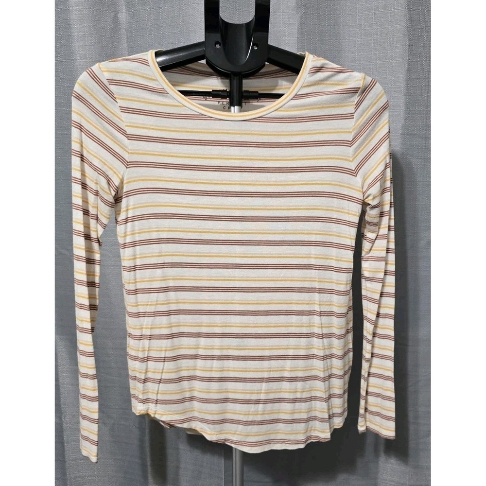 Aeropostale Women's Small Long-Sleeve Striped Shirt Seriously Soft Perfect Crew